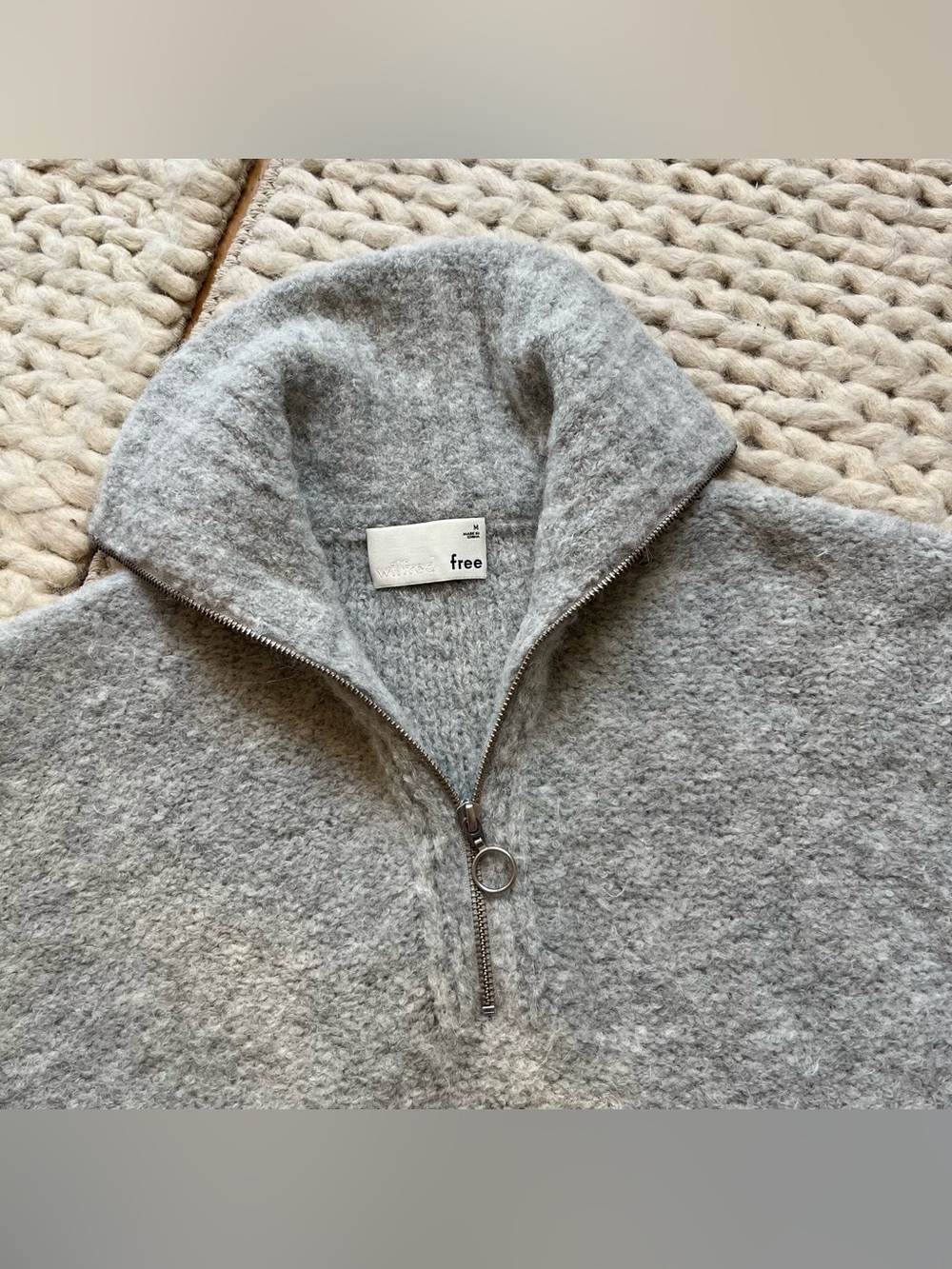 Wilfred Wool Blend Quater Half-Zip Funnel Neck Sweater | medium